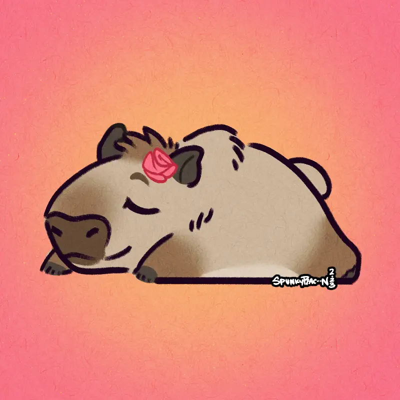 Stylized chibi drawing of a capybara.